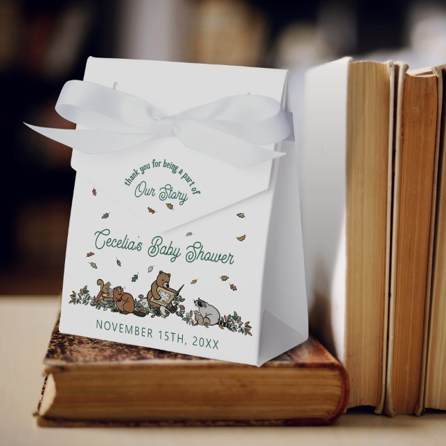 New Chapter Begins Personal Message Baby Shower Favour Box (Woodland Storybook Baby Shower Personalized Favor Boxes)