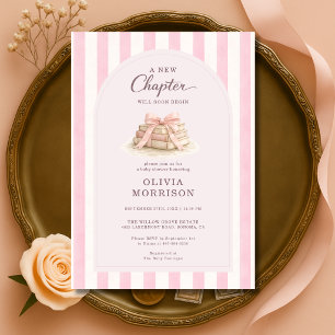 New Chapter Begins Pink Bow Baby Shower Invitation