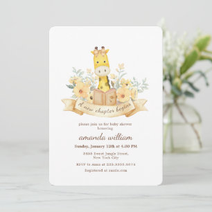 New Chapter Begins Safari Giraffe Baby Shower Invitation