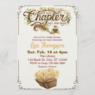 New Chapter Begins Soon, Golden Book Baby Shower Invitation