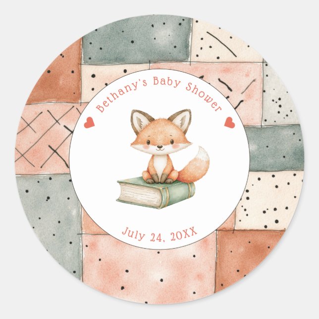 New Chapter Begins Storybook Baby Shower Classic Round Sticker (Front)
