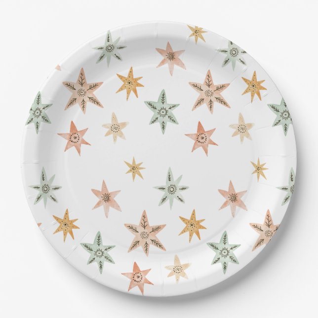 New Chapter Begins Storybook Baby Shower Stars Paper Plate (Front)