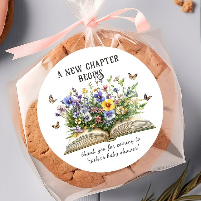 New Chapter Begins Storybook Baby Shower Sticker (Creator Uploaded)