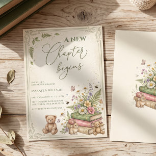 New Chapter Begins Storybook Woodland Baby Shower Invitation