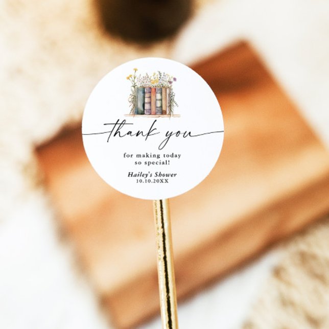 New Chapter Begins Wildflower Bridal Shower Classic Round Sticker (Creator Uploaded)