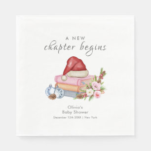 New Chapter Begins Winter Floral Baby Shower  Napkin