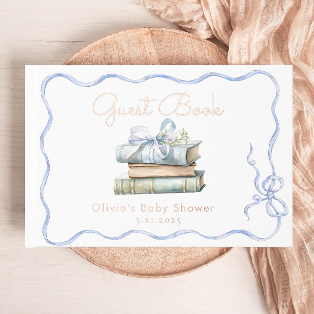 New Chapter Blue Bow Baby Shower Guest Book (Creator Uploaded)