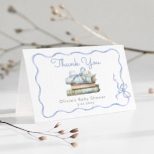 New Chapter Blue Bow Baby Shower Thank You Card
