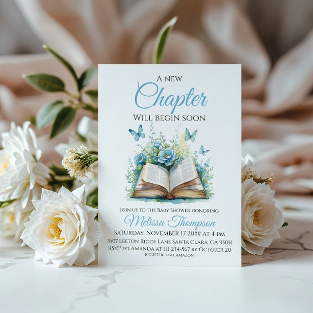 New Chapter Blue Boy Brunch Book Baby Shower Invitation (Creator Uploaded)