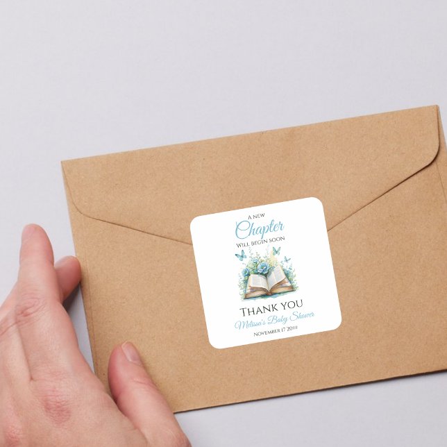 New Chapter Blue Boy Brunch StoryBook Baby Shower Square Sticker (Creator Uploaded)