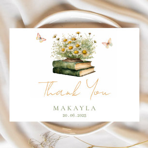 New Chapter Boho Book Floral Bridal Shower Thank You Card