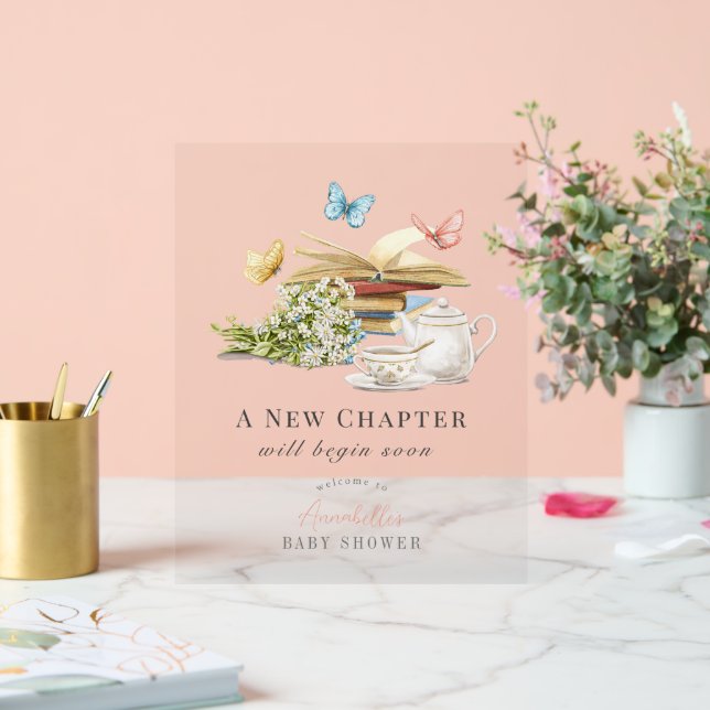New Chapter Book Baby Shower Welcome Acrylic Sign (Wedding)