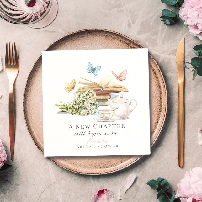 New Chapter Book Butterfly Bridal Shower Napkin (Creator Uploaded)