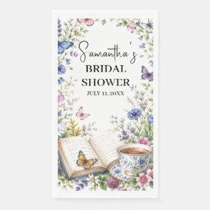 New Chapter Book Butterfly Floral Bridal Shower Napkin