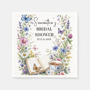 New Chapter Book Butterfly Floral Bridal Shower Napkin