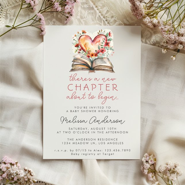 New Chapter Book Heart Gender Neutral Baby Shower Invitation (Creator Uploaded)