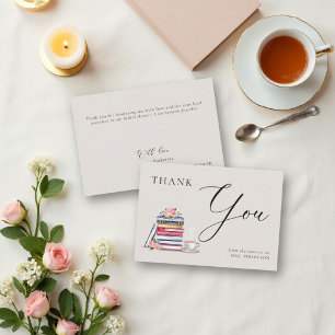 New Chapter Book Lover Bookworm Ecru Bridal Shower Thank You Card