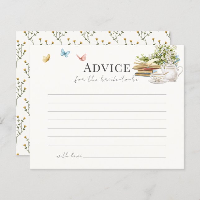 New Chapter Book Tea Bridal Shower Advice Card (Front/Back)