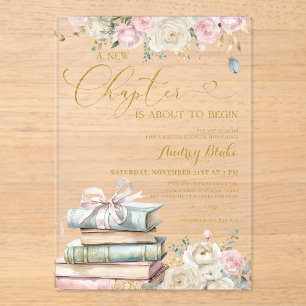New Chapter Books Gold Bridal Shower Invitation