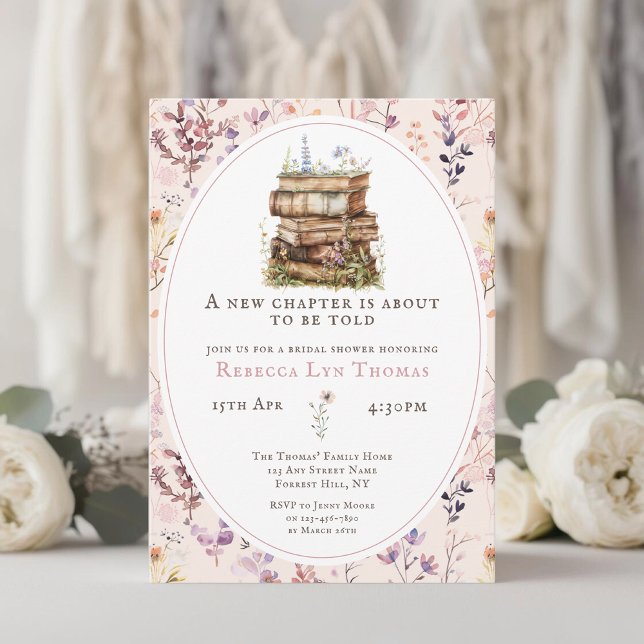 New chapter bridal shower watercolor, wildflower invitation (Creator Uploaded)