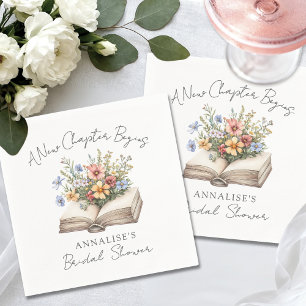 New Chapter Floral Book Bridal Shower Napkin