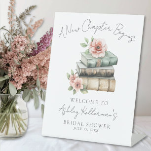 New Chapter Floral Book Bridal Shower Welcome Sign