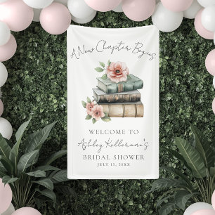 New Chapter Floral Book Bridal Shower Welcome Sign