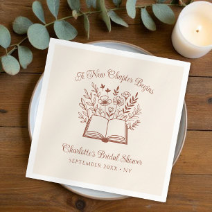 New Chapter Floral Book Terracotta Bridal Shower Napkin
