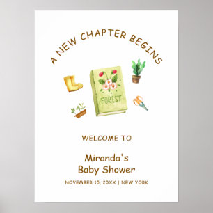 New Chapter Garden Book Baby Shower Welcome Poster