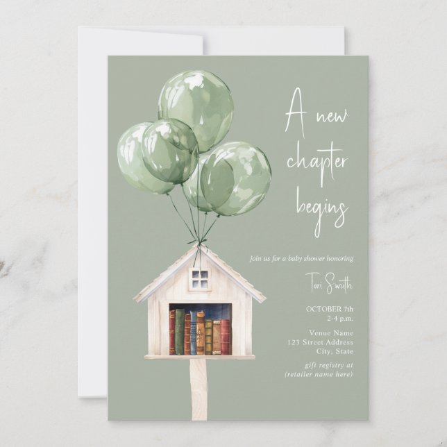 New Chapter Library Balloons Book Baby Shower  Invitation (Front)