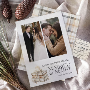 New Chapter Married & Merry Beige Newlywed 2 Photo Holiday Card