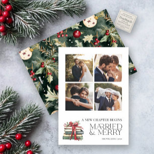 New Chapter Married & Merry Newlywed Bow 4 Photo Holiday Card