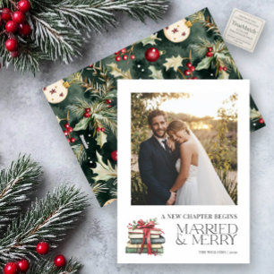 New Chapter Married & Merry Newlywed Red Bow Photo Holiday Card