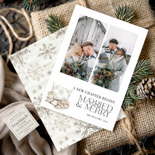 New Chapter Married Merry Winter Snowflake 2 Photo Holiday Card