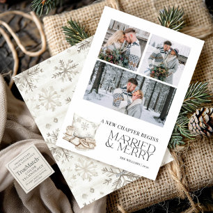New Chapter Married Merry Winter Snowflake 3 Photo Holiday Card