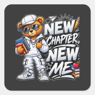 new chapter new me for backing to school square sticker