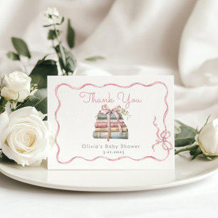 New Chapter Pink Bow Baby Shower Thank You Card