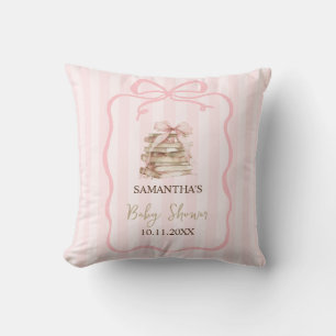 New Chapter Pink Bow Stripes Baby Shower Cushion