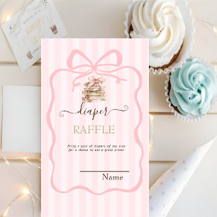 New Chapter Pink Bow Stripes Baby Shower Enclosure Card
