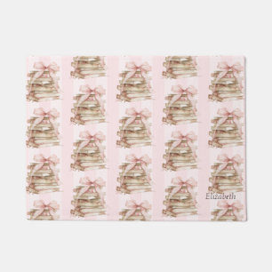 New Chapter Pink Bow Stripes Doormat
