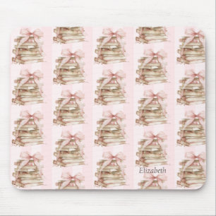New Chapter Pink Bow Stripes Mouse Pad
