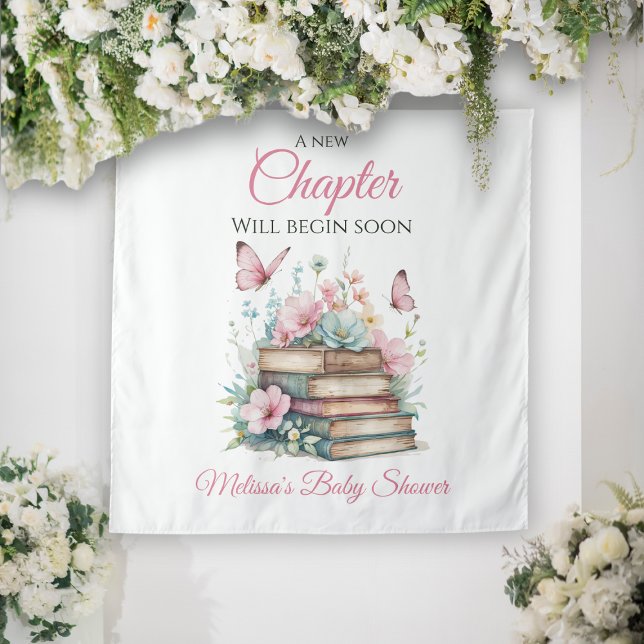 New Chapter Pink Girl Storybook Book Baby Shower Tapestry (Creator Uploaded)