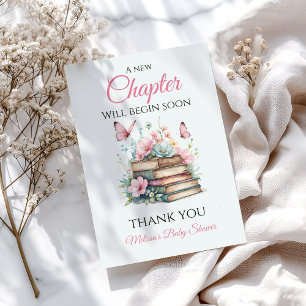 New Chapter Pink Girl Storybook Book Baby Shower Thank You Card