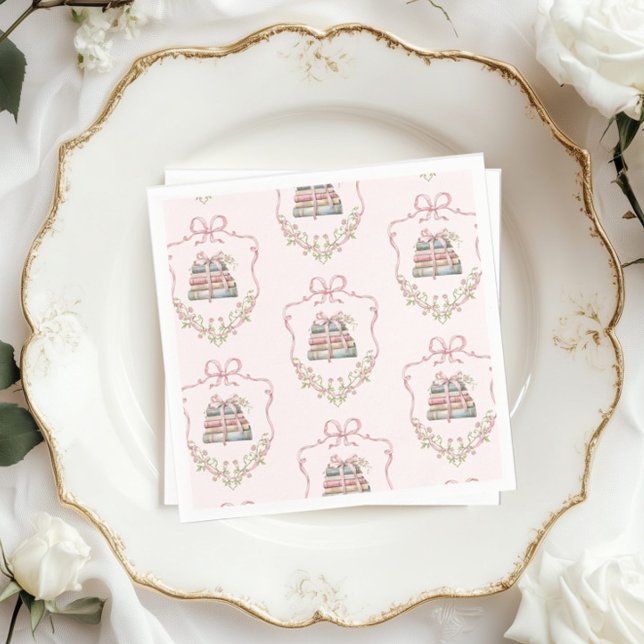 New chapter pink ribbon Bow Coquette baby shower Napkin (Creator Uploaded)