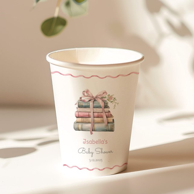 New Chapter pink ribbon Bow girl baby shower Paper Cups (Creator Uploaded)