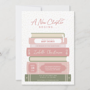 New Chapter Stacked Books Storybook Baby Shower Invitation