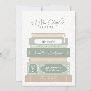 New Chapter Stacked Books Storybook Baby Shower Invitation