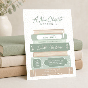 New Chapter Stacked Books Storybook Baby Shower Invitation