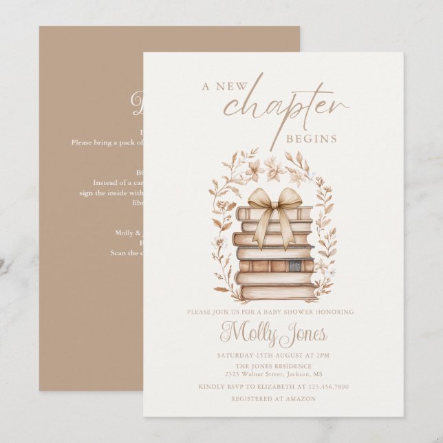 New Chapter Storybook Baby Shower All In One Invitation (Front/Back)