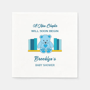 New Chapter Storybook Baby Shower Blue Teddy Bear Napkin